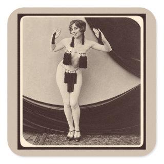 Cute risqué 1920's Flapper Girl  Square Sticker