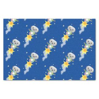 Cute robot flying in space cartoon illustration tissue paper