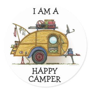 Cute RV Vintage Teardrop  Camper Travel Trailer Classic Round Sticker