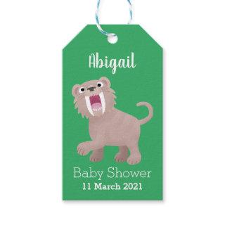 Cute Saber Toothed Tiger Smilodon cartoon  Gift Tags