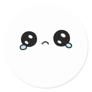 Cute Sad Face Tears Welling Classic Round Sticker