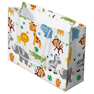 Cute Safari Animals Nursery Pattern Large Gift Bag
