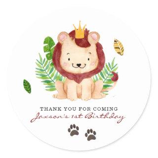 Cute Safari Little Lion Prince Jungle Thank You Classic Round Sticker