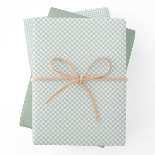 Cute sage green gingham and dots simple classic  sheets