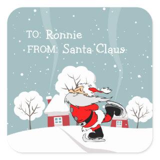 Cute Santa Gift | Personalized Square Sticker