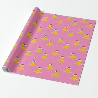 Cute Santa Rubber Duck On Hot Pink Background