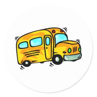 Cute School Bus Classic Round Sticker
