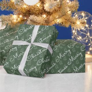 Cute Script Merry Christmas Holiday Tree Pattern