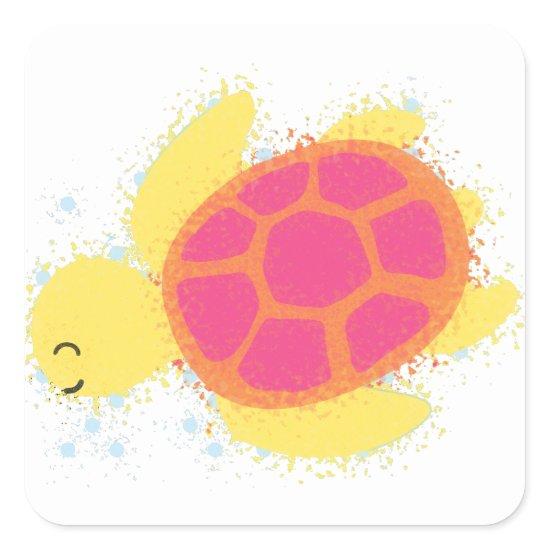 Cute Sea Turtle Square Sticker