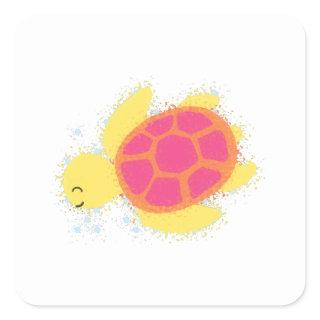 Cute Sea Turtle Square Sticker