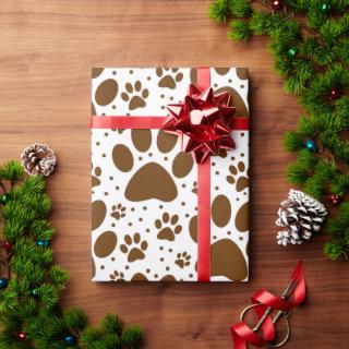 Cute Seamless Brown Paw Print Holiday