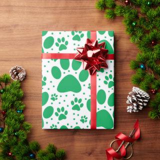 Cute Seamless Green Paw Print Holiday