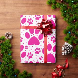 Cute Seamless Pink Paw Print Holiday