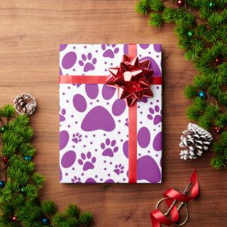 Cute Seamless Purple Paw Print Holiday