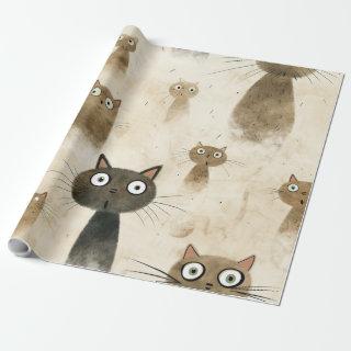 Cute Seamless Surpised Kitty Cats Holiday