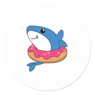 Cute Shark Funny Animals In Donut Shark Classic Round Sticker
