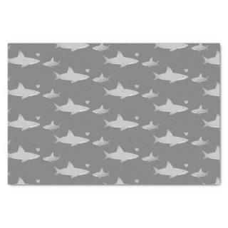 Cute Sharks Solid Gray Background | Baby Shower Tissue Paper