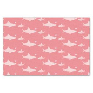 Cute Sharks Solid Pink Background | Baby Shower Tissue Paper