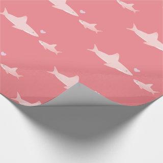Cute Sharks Solid Pink Background | Baby Shower