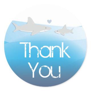 Cute Sharks Thank You Baby Shower Classic Round Sticker