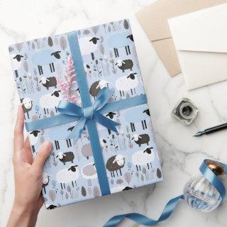 Cute Sheep Pastel Blue Colors Minimal