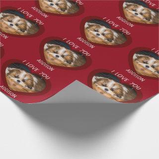 Cute shih tzu love Valentine heart photo pattern