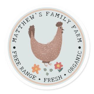 Cute Simple Family Farm Chicken egg box Classic Round Sticker