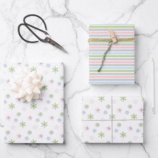 Cute Simple Soft Pastel Floral & Stripes   Sheets