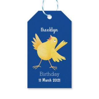 Cute singing yellow canary bird cartoon gift tags