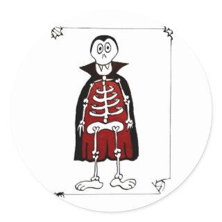 Cute Skeleton Vampire Count Dracula with Spider Classic Round Sticker