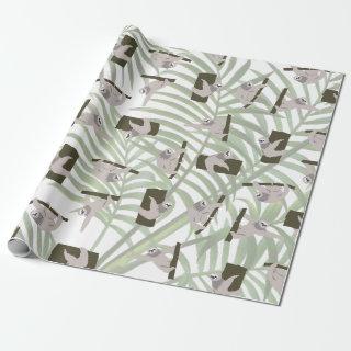 Cute Sloth Animal Pattern in Wild Forest