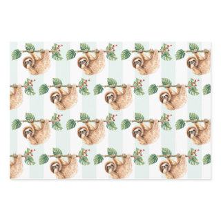 Cute Sloth Hanging Upside Down Watercolor Pattern  Sheets