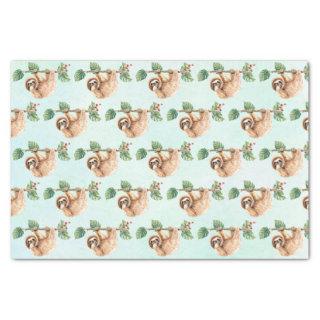 Cute Sloth Hanging Upside Down Watercolor Tissue Paper