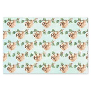 Cute Sloth Hanging Upside Down Watercolor Tissue Paper