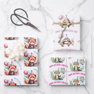 cute sloth otter red panda birthday celebration  sheets