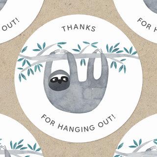 Cute Sloth Thanks Classic Round Sticker