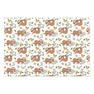 Cute Sloths Sleeping on Tree Branches Kid Pattern  Sheets