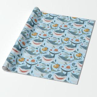 Cute Smile Shark Boy Party Gifts Seamless Pattern