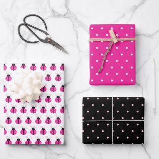 Cute Smiling Pink Polka Dot Ladybug Pattern  Sheets