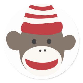 Cute Smiling Sock Monkey Face Sticker