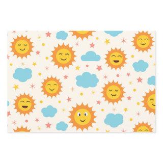 Cute Smiling Sunshine with Clouds and Stars Patter  Sheets