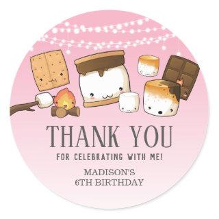 Cute S'mores Smore Birthday Party Thank You Favor Classic Round Sticker