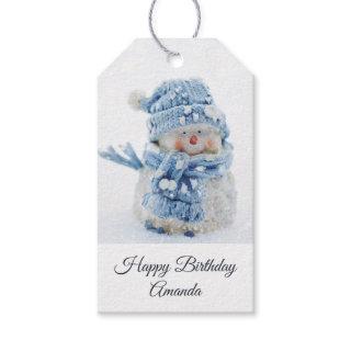Cute Snowman in Winter Photograph Birthday Gift Tags