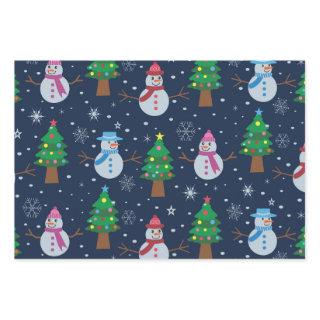 Cute Snowman pattern with Christmas trees   Sheets