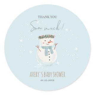 Cute Snowman Thank You Snow Much Small Classic Round Sticker