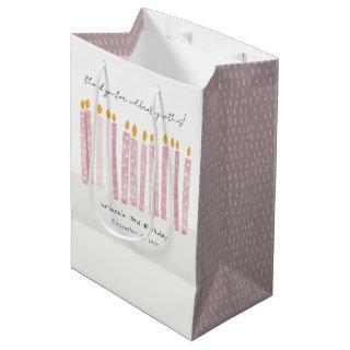 Cute Soft Pastel Pink Watercolor Birthday Candles Medium Gift Bag