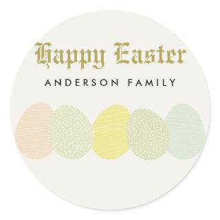 CUTE SOFT SUBTLE PASTEL EASTER EGGS PERSONALIZED CLASSIC ROUND STICKER