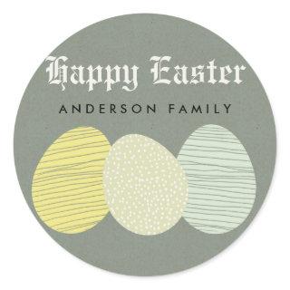 CUTE SOFT SUBTLE PASTEL EASTER EGGS PERSONALIZED CLASSIC ROUND STICKER