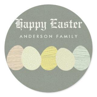 CUTE SOFT SUBTLE PASTEL EASTER EGGS PERSONALIZED CLASSIC ROUND STICKER