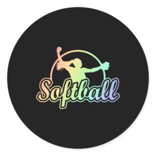 Cute Softball Classic Round Sticker